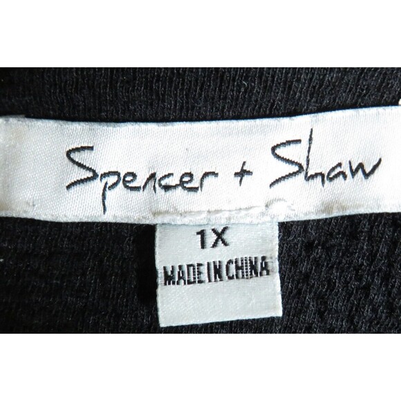 Spencer + Shaw Black Short Sleeve Textured Heavyweight Fit Flare Dress Plus 1X - Picture 6 of 8